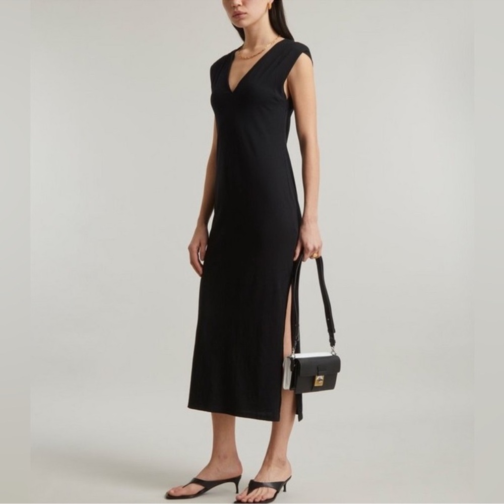 FRAME Le Muscle V Neck Black Cotton Dress